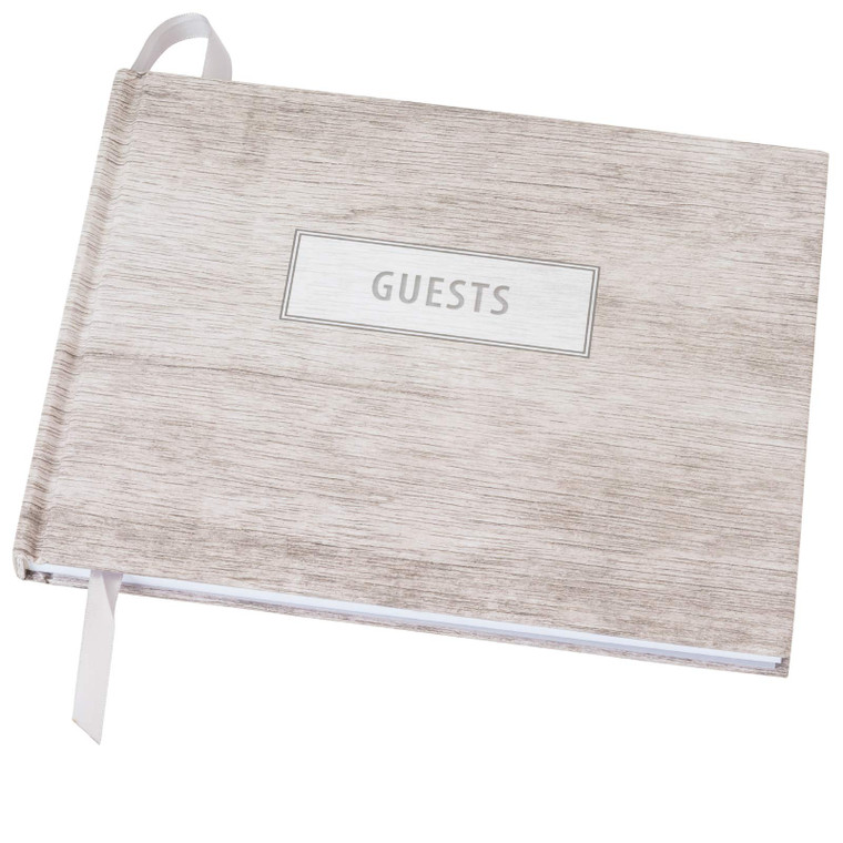 Global Printed Products Wedding Guest Book, 9"x7" (Grey Wood)