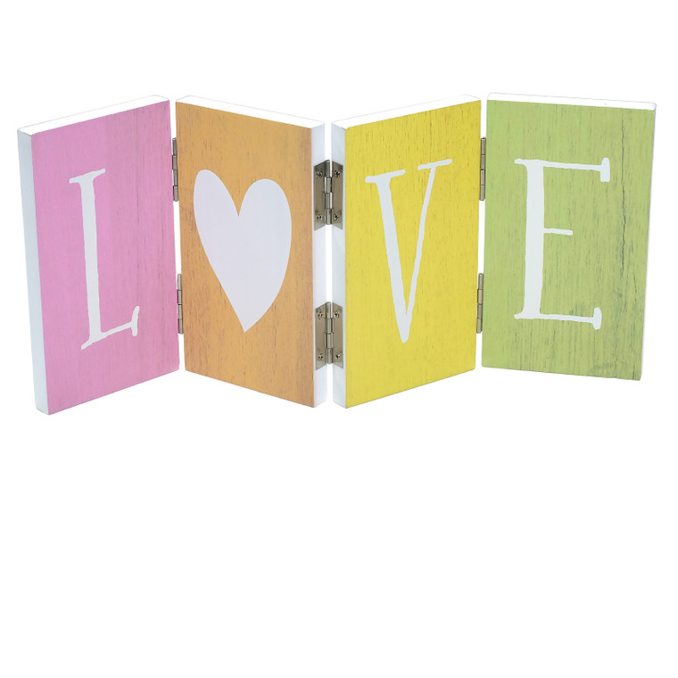 Pastel Hinged Accordion Sign, Four Styles Available, Durable Wood Construction (Love)