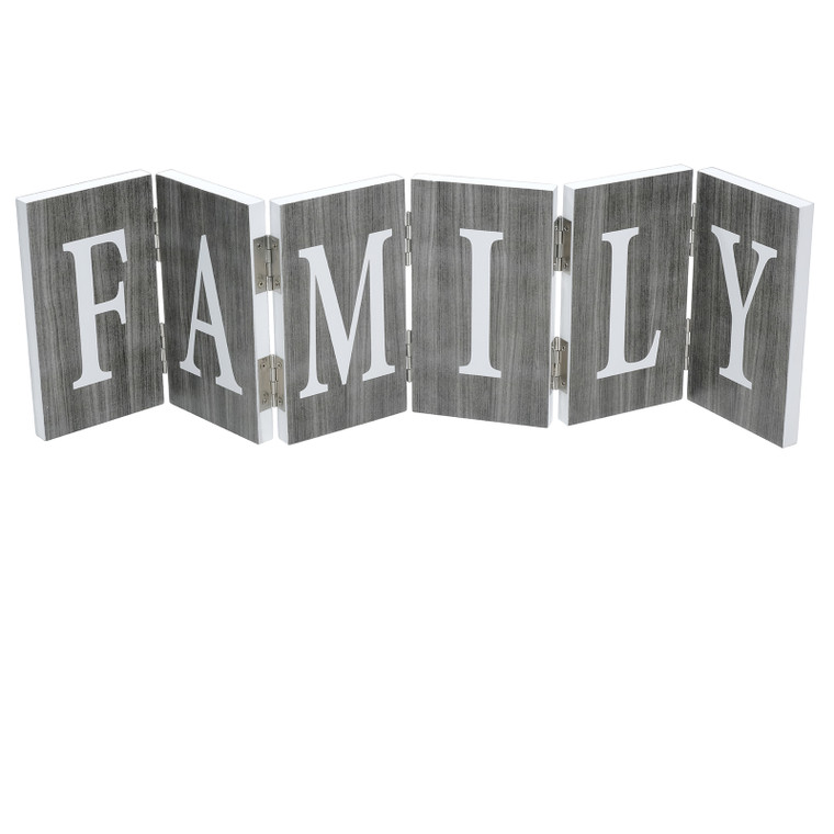 Gray Woodgrain Hinged Accordion Sign, Four Styles Available, Durable Wood Construction