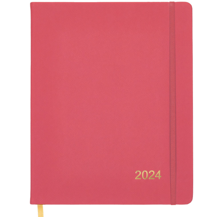 2024 Textured Cover Weekly Monthly Planner 8" x 10" (Pink)
