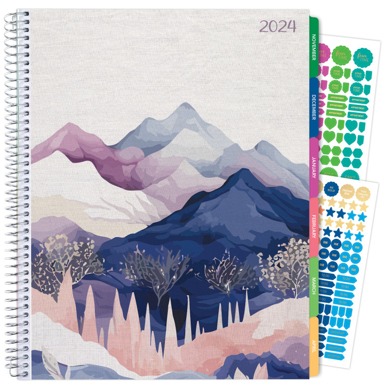 2024 Laminated Cover Fashion Planner - 8.5"x11" (Pastel Mountains)
