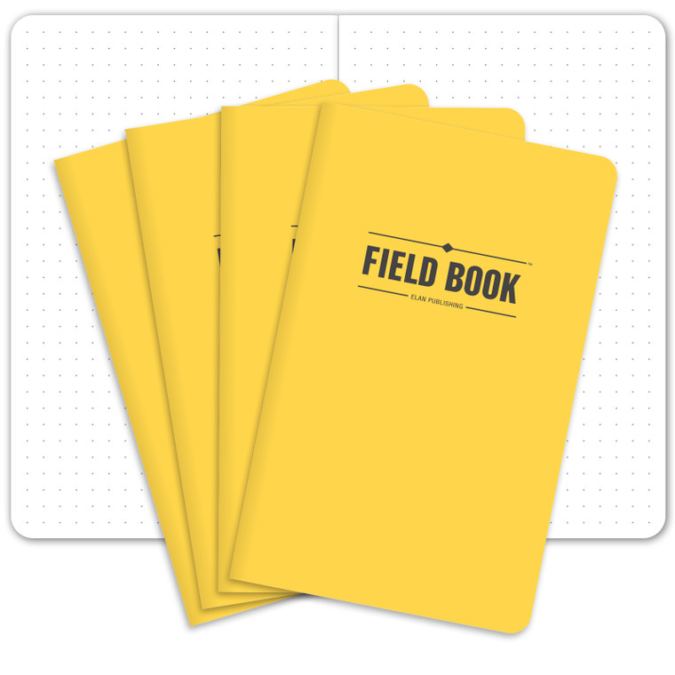 Elan Publishing Company Field Notebook/Journal - 5"x8" - Yellow Cover - Dot Grid Book - Pack of 4