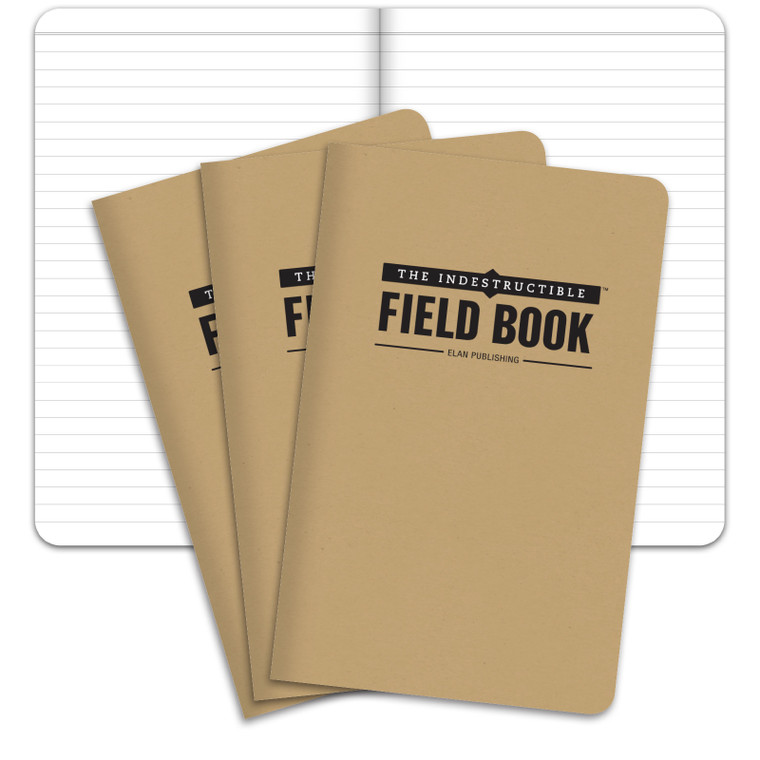 Elan Publishing Company Indestructible Field Notebook/Journal - 5"x8" - Kraft Cover - Lined Memo Book - Pack of 3