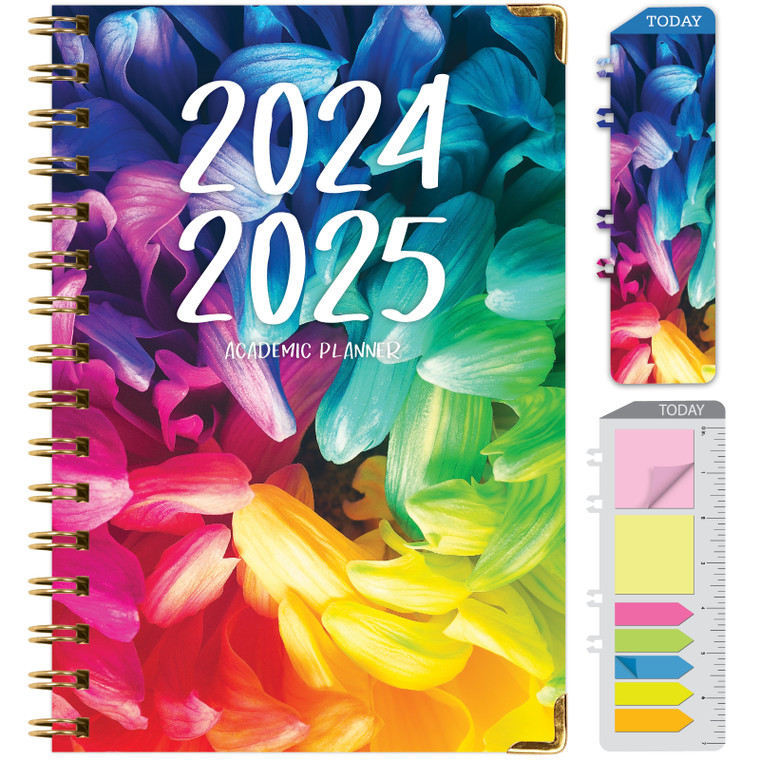 Hardcover AY 2024-2025 Fashion Planner - 5.5"x8" (Rainbow Petals)