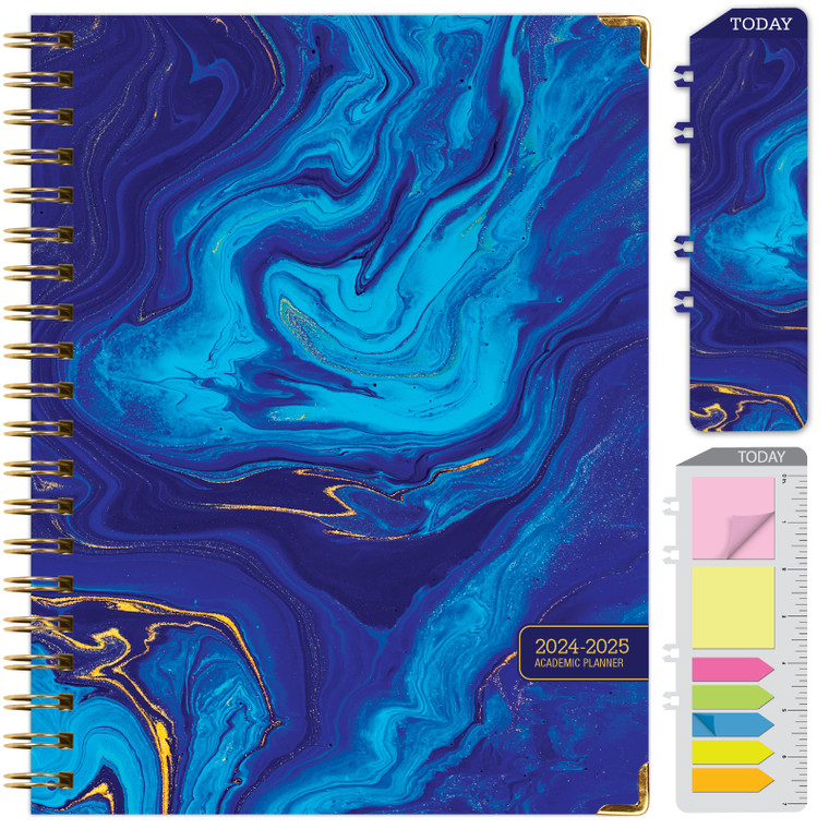 Hardcover AY 2024-2025 Fashion Planner - 8.5"x11" (Dark Blue Marble)