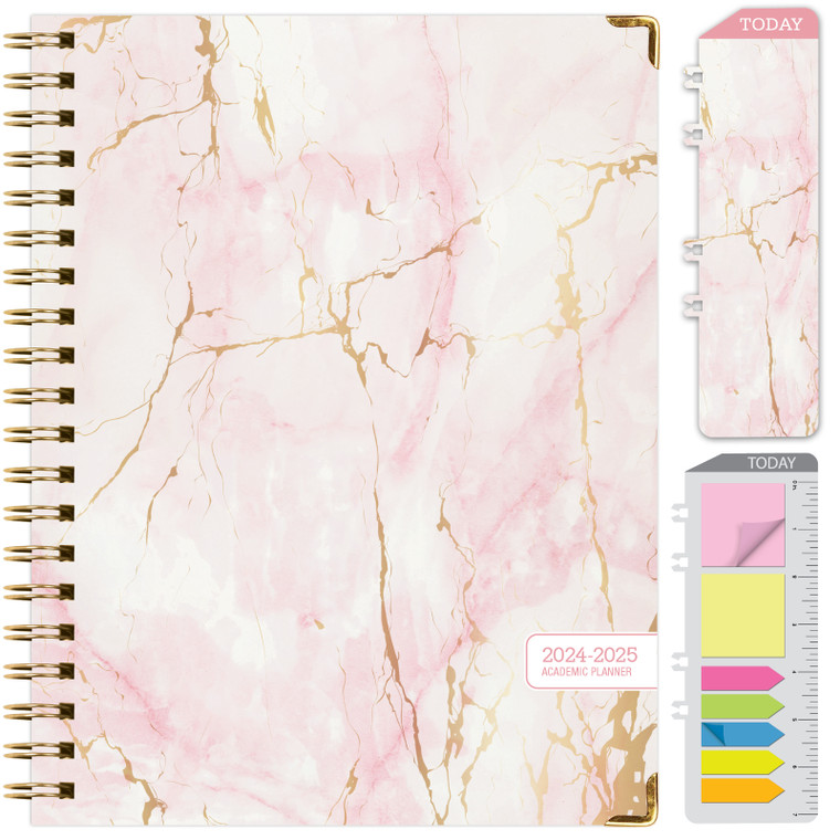 Hardcover AY 2024-2025 Fashion Planner - 8.5"x11" (Pink Marble)