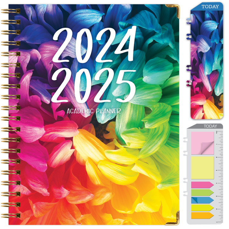 Hardcover AY 2024-2025 Fashion Planner - 8.5"x11" (Rainbow Petals)