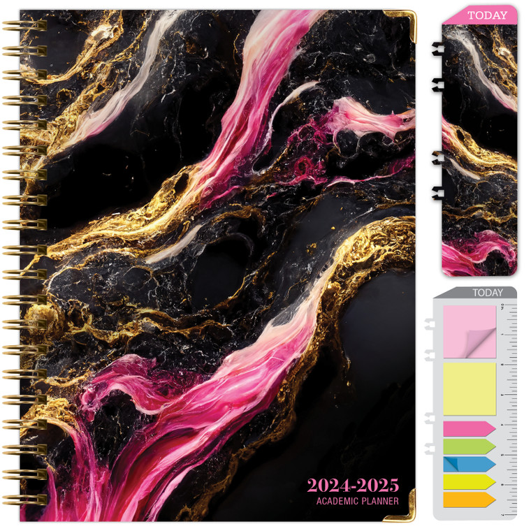 Hardcover AY 2024-2025 Fashion Planner - 8.5"x11" (Dark Gold Marble)