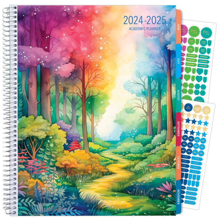 Essential Monthly & Weekly Planner 8.5" x 11" AY 2024-2025 (Rainbow Trail)