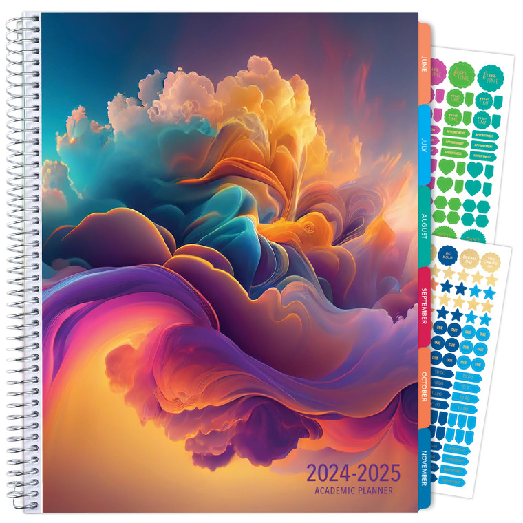 Essential Monthly & Weekly Planner 8.5" x 11" AY 2024-2025 (Cloud Dream)