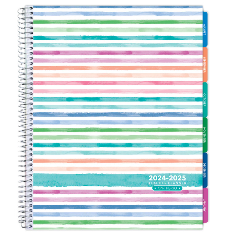 Lite Teacher AY 2024-2025 Planner - 8.5"x11" (Watercolor Stripes)