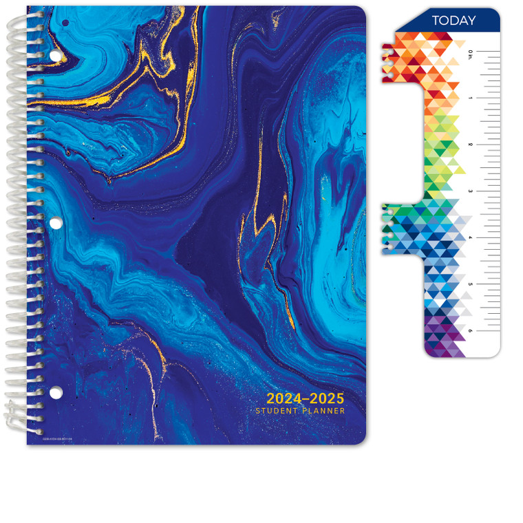 Secondary Student Planner AY 2024-2025 - Block Style (Deep Blue Marble)