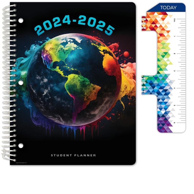 Secondary Student Planner AY 2024-2025 - Block Style - 8.5"x11" (Painted Globe)