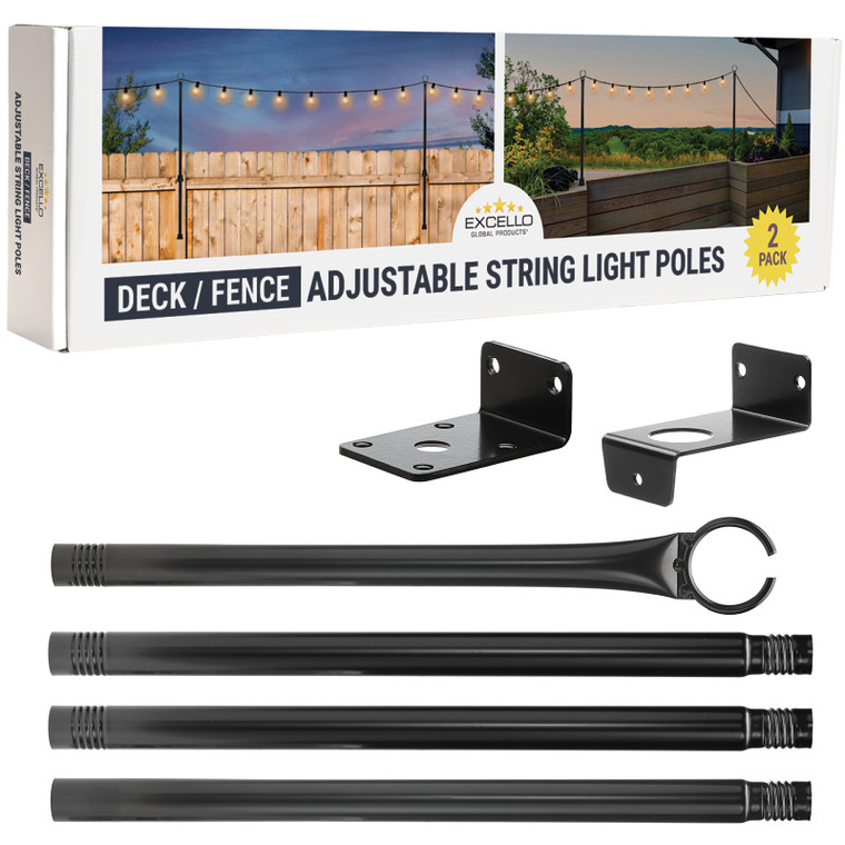 2 Pack of 5.3' Deck/Fence String Light Poles