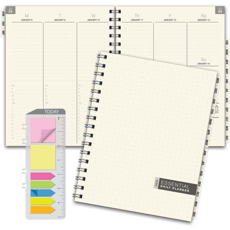 2024 Essential 7"x9" Monthly & Weekly Planner with Tabs - 14 Months (November 2023 Through December 2024) - Professional, Simple, Easy-to-Use Design. Frosted Vinyl Covers for Extra Protection