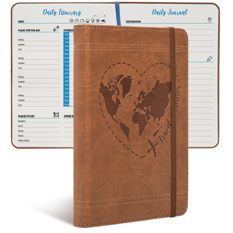 5"x7" Travel Planner - Embossed Cover - Hearts, Trees or Landmarks