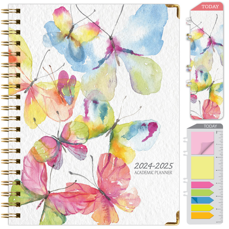 Hardcover AY 2024-2025 Fashion Planner - 8.5" x 11" (Watercolor Butterflies)