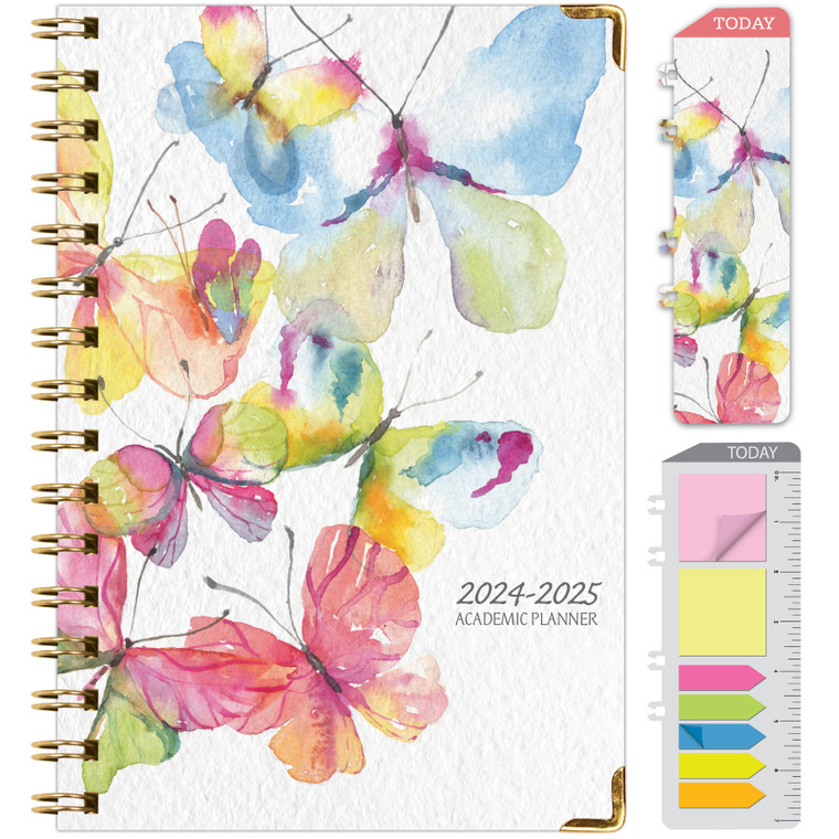 Hardcover AY 2024-2025 Fashion Planner - 5.5" x 8" (Watercolor Butterflies)