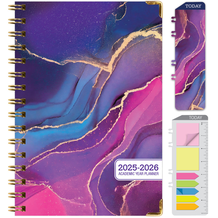 Hardcover AY 2025-2026 Fashion Planner - 5.5"x8" (Pink Purple Marble)