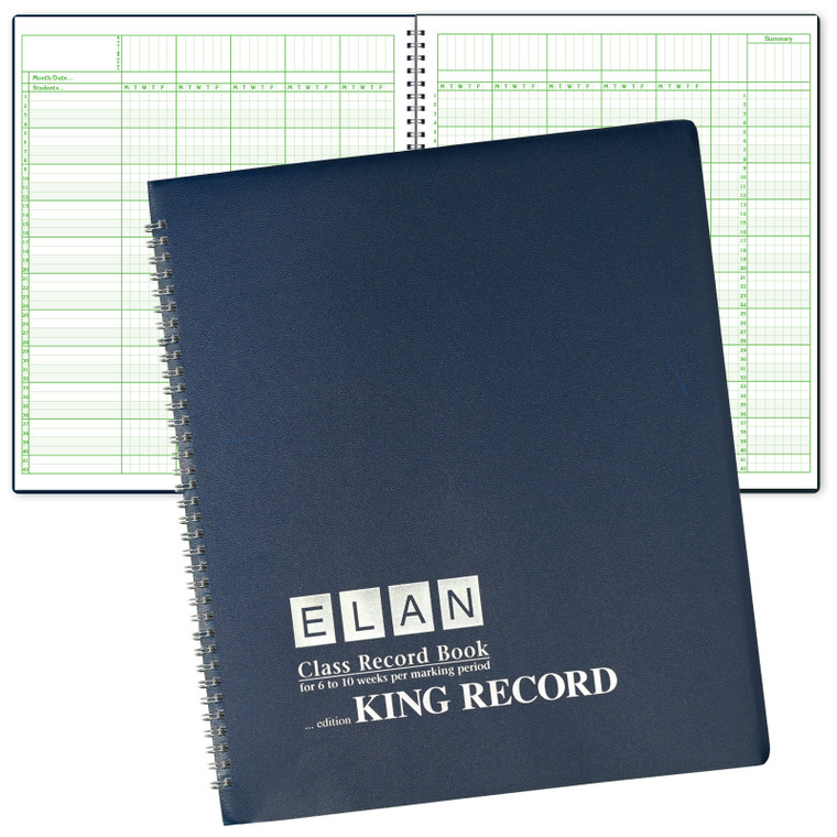 Oversize Record Book for 6-10 Weeks; Extra-large Squares (1/4") 42 Student Names (King Record)