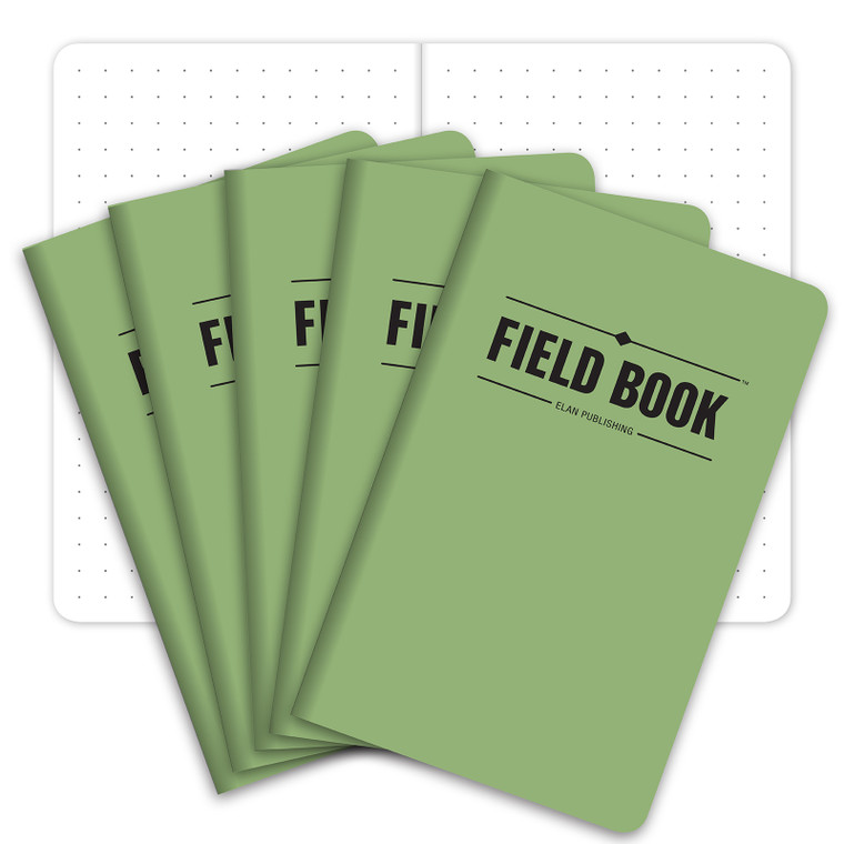 Field Notebook - 3.5"x5.5" - Green - Memo Book - Pack of 5