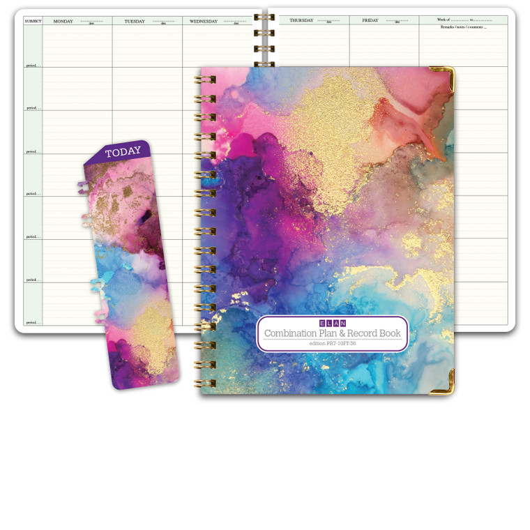 Hardcover Combination Plan and Record Book (W101 + R1010)(Rainbow Gold Marble)