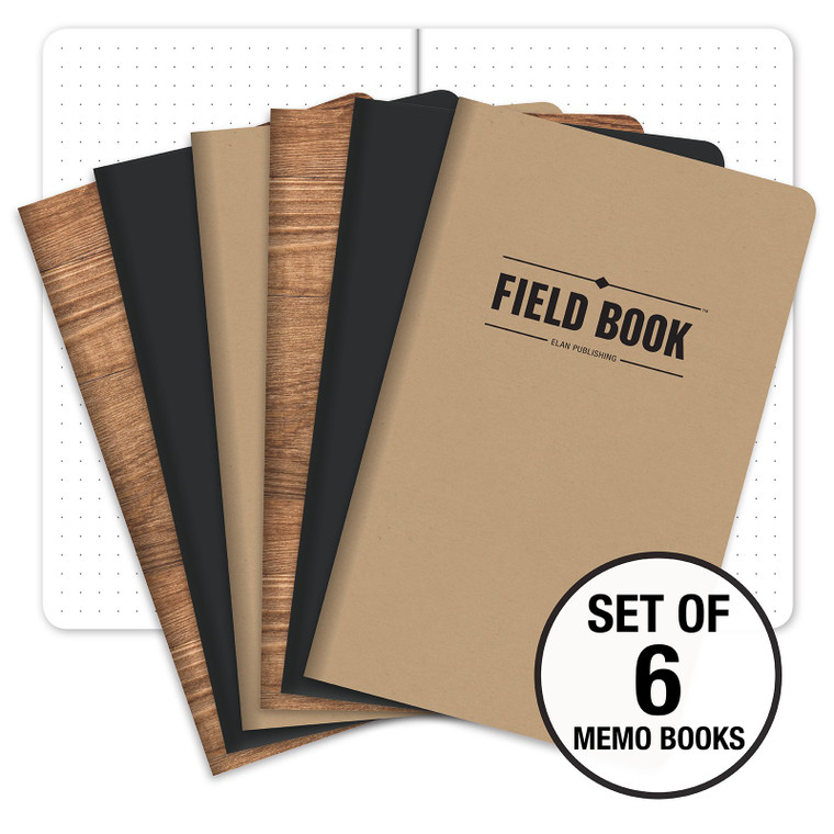 Field Notebook - 5"x8" - Combo Colors - Lined Memo Book - Pack of 6