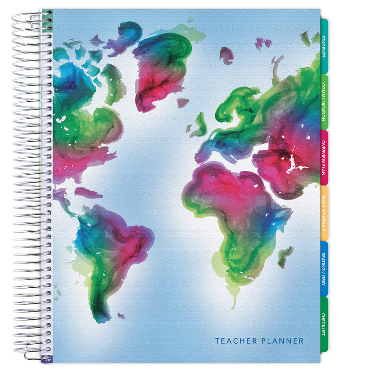 Deluxe Teacher Planner 8.5 x 11 - Undated - World Map