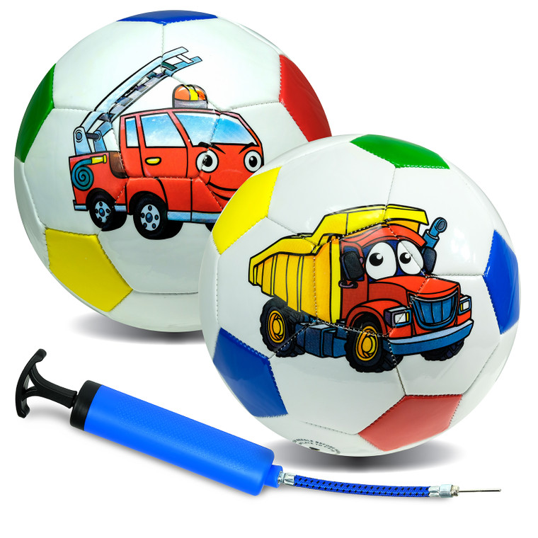 Xcello Sports Kids Soccer Ball Soft Thick Durable TPU Cover  2 Pack With Pump (Available in Size 2, and Size 3) (Multicoloured)