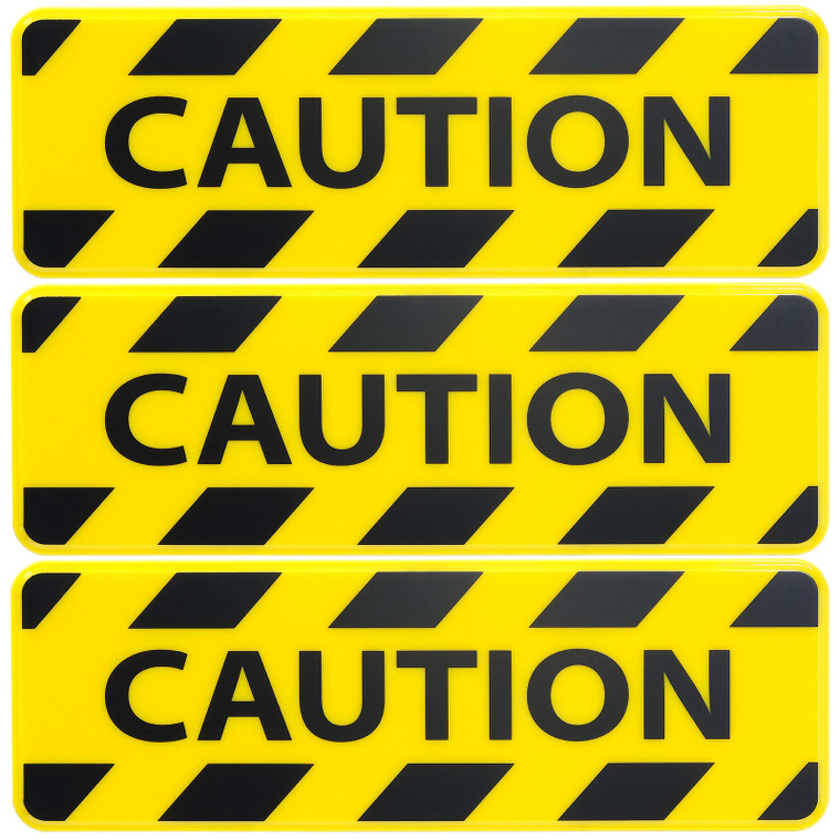 Caution Sign, 9x3", Yellow and Black Plastic Business Sign 3-Pack