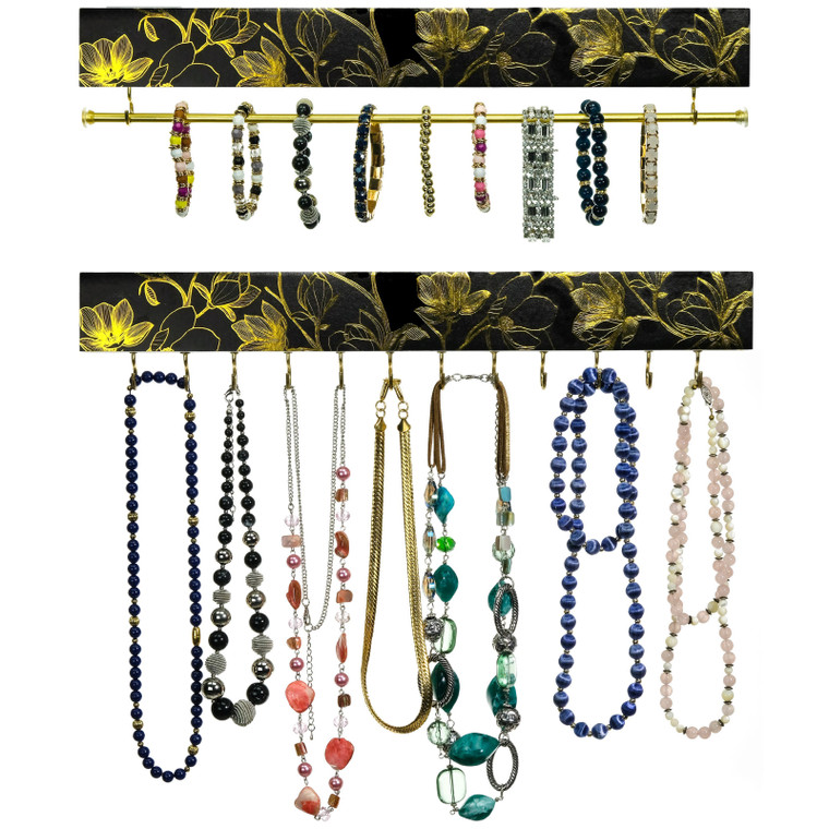 2-Piece Fashion Jewelry Holder Set with Dowels and Hooks, Ready to Mount, 4 Styles Available