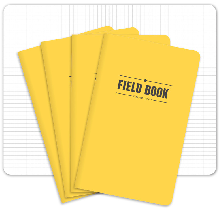 Elan Publishing Company Field Notebook/Journal - 5"x8" - Yellow Cover - Graph Book - Pack of 4