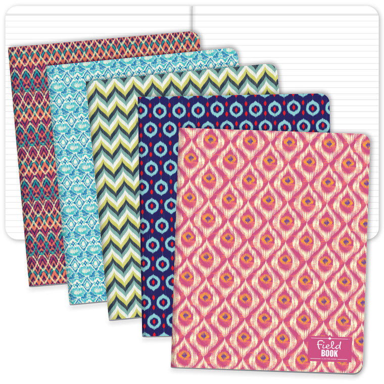 Elan Publishing Company Field Notebook/Journal - 8"x10" - Ikat Covers - Lined - Pack of 5
