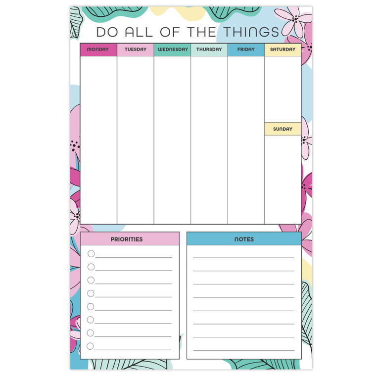 6" x 9" Vertical To-Do List - Sketched Floral 