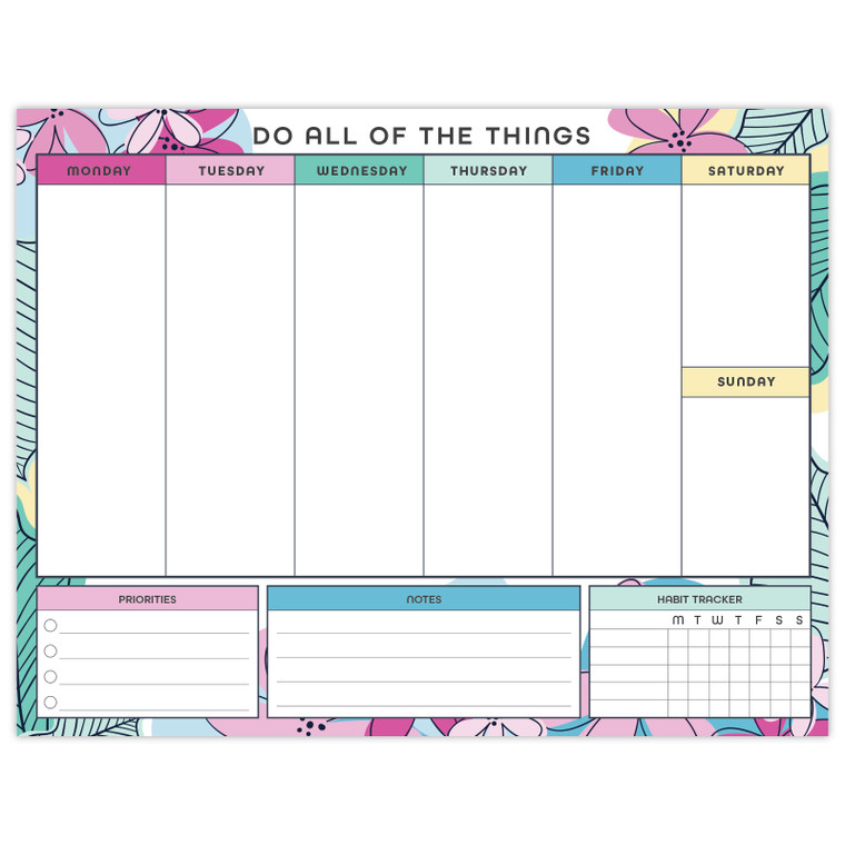 8.5” x 11” Horizontal To-Do List - Sketched Floral 