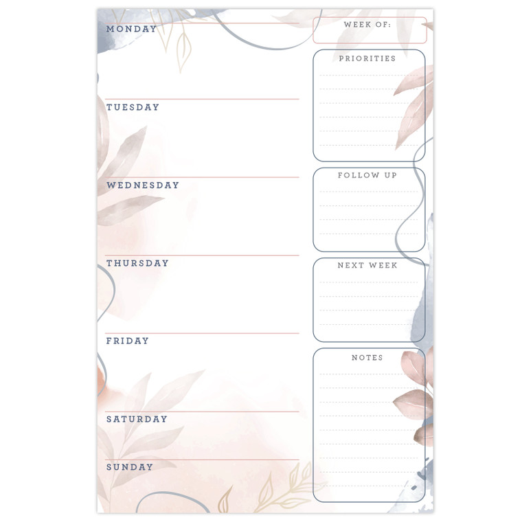 6" x 9" Vertical To-Do List - Soft Pink Floral