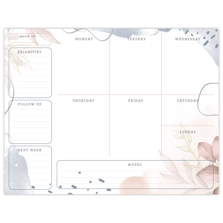 8.5” x 11” Horizontal To-Do List - Soft Pink Floral 