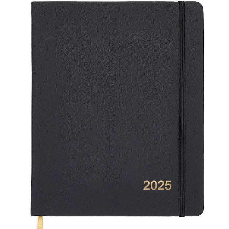 Textured Cover Weekly Monthly Planner 8" x 10" CY 2025 (Black)