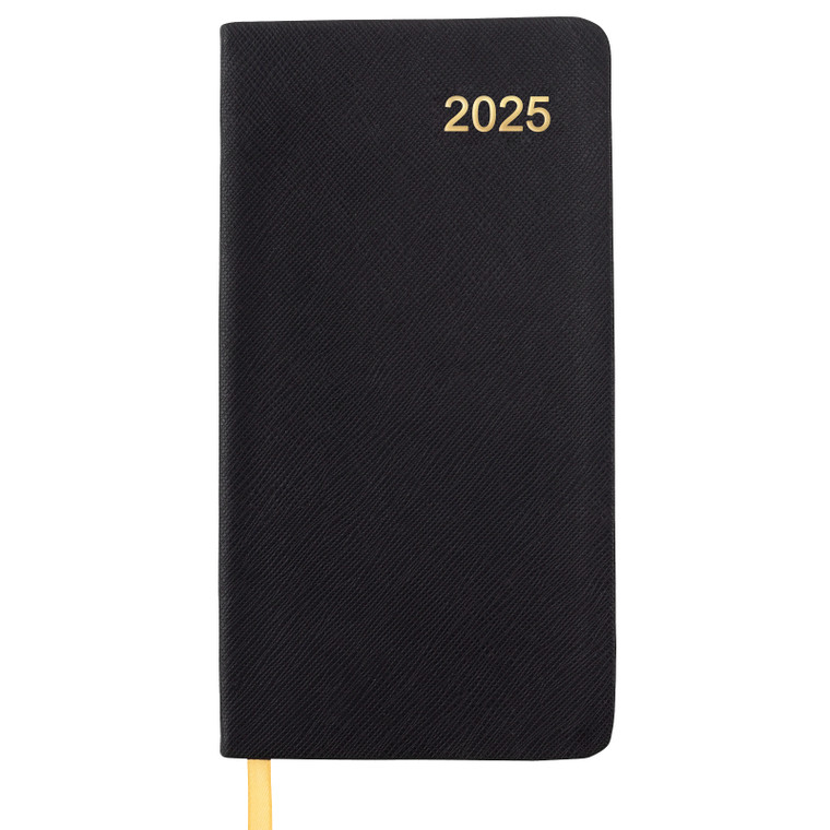 Textured Cover Weekly Monthly Pocket Planner CY 2025 (Black)