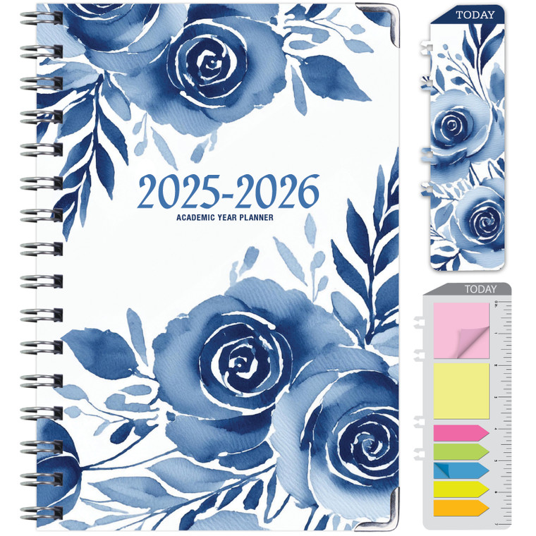 Hardcover AY 2025-2026 Fashion Planner - 5.5"x8" (Blue Bloom)