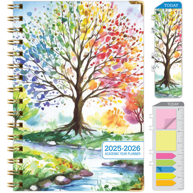 Hardcover AY 2025-2026 Fashion Planner - 5.5"x8" (Tree Seasons)