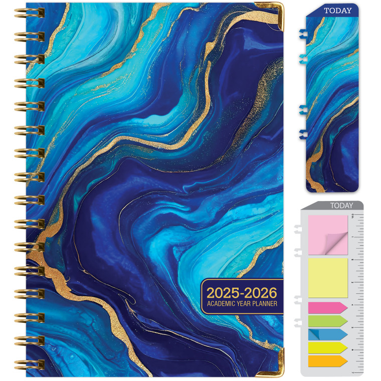 Hardcover AY 2025-2026 Fashion Planner - 5.5"x8" (Dark Blue Marble)