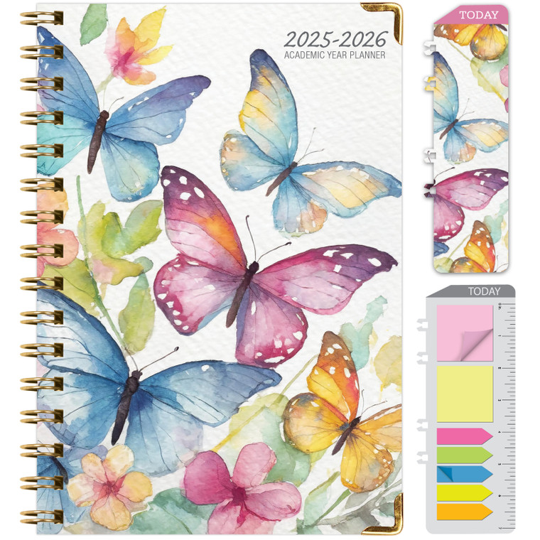 Hardcover AY 2025-2026 Fashion Planner - 5.5"x8" (Watercolor Butterflies)