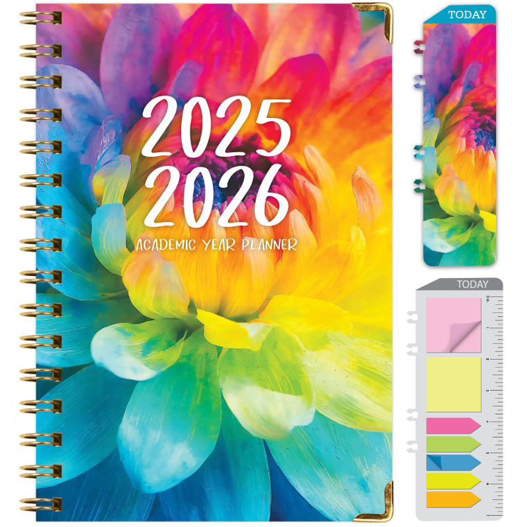 Hardcover AY 2025-2026 Fashion Planner - 5.5"x8" (Rainbow Petals)