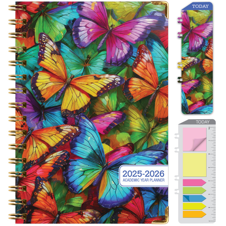 Hardcover AY 2025-2026 Fashion Planner - 5.5"x8" (Colorful Butterflies)