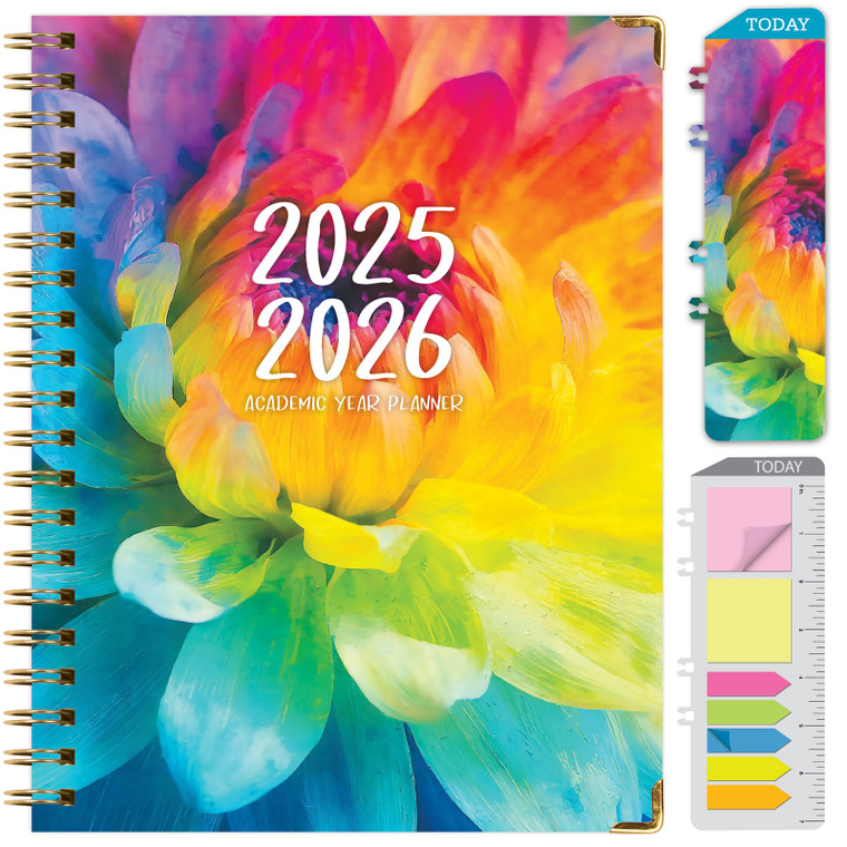 Hardcover AY 2025-2026 Fashion Planner - 8.5"x11" (Rainbow Petals)