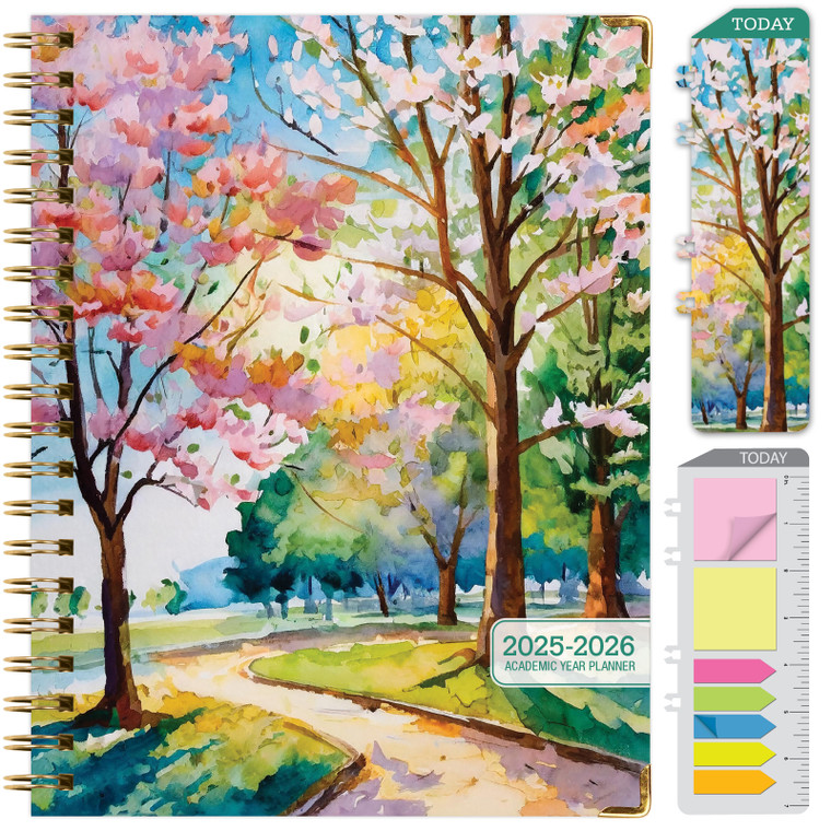 Hardcover AY 2025-2026 Fashion Planner - 8.5"x11" (Watercolor Tree)