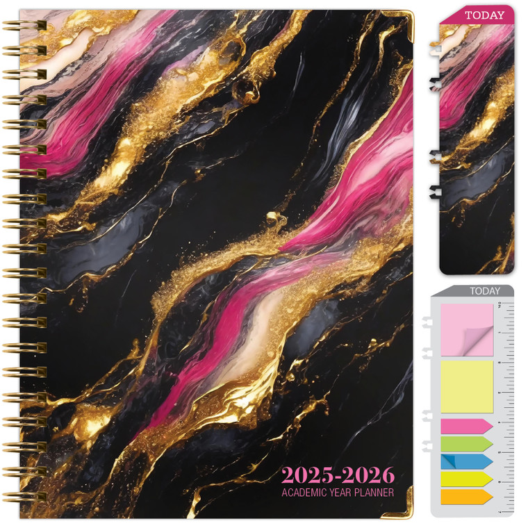 Hardcover AY 2025-2026 Fashion Planner - 8.5"x11" (Dark Gold Marble)