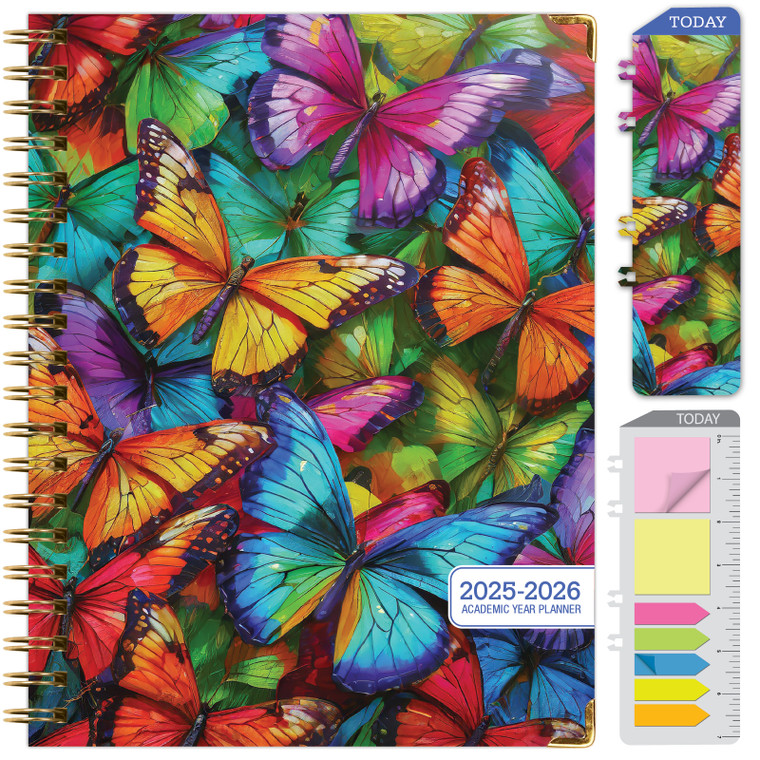 Hardcover AY 2025-2026 Fashion Planner - 8.5"x11" (Colorful Butterflies)