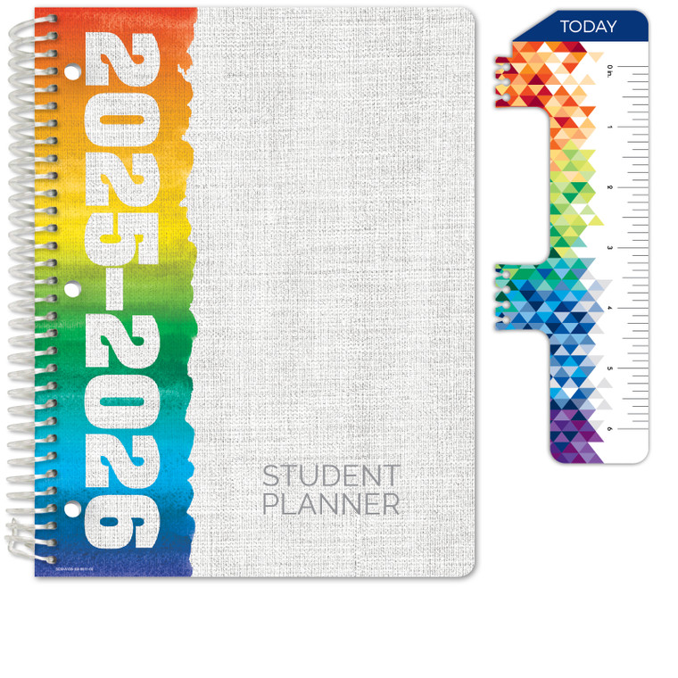 Secondary Student Planner AY 2025-2026 - Block Style - 8.5"x11" (Rainbow Linen)